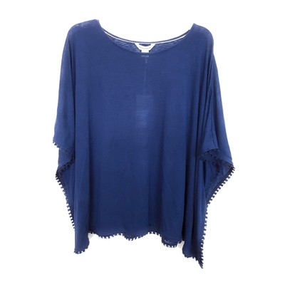 Tommy Bahama Oceana Пончо из фольги с кисточками, Island Navy, S