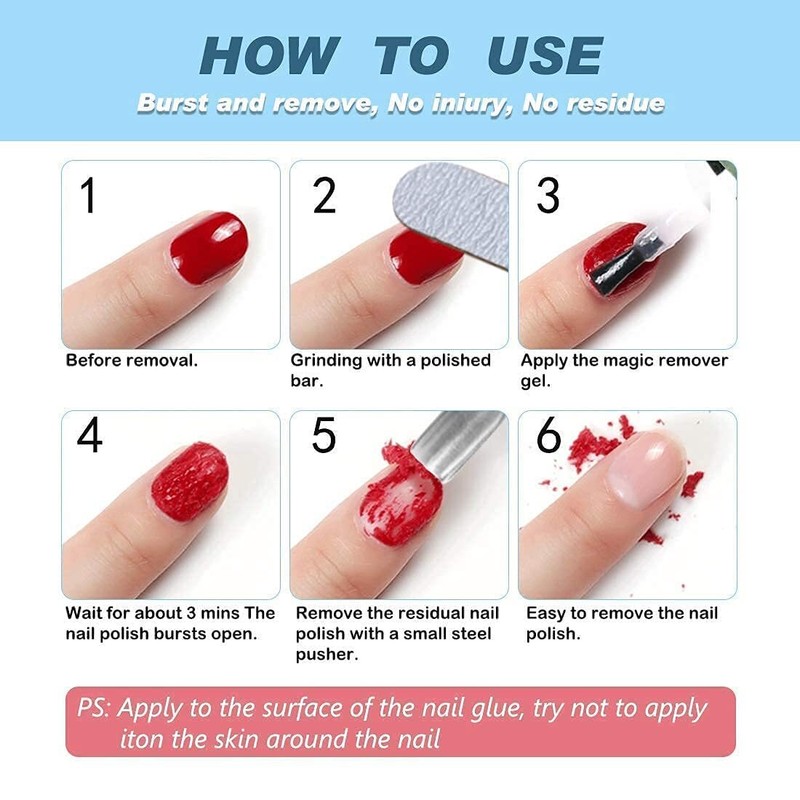 2 Pack Gel Nail Polish Remover,Nail Polish Remover Magic,Nail File Set,Cuticle P
