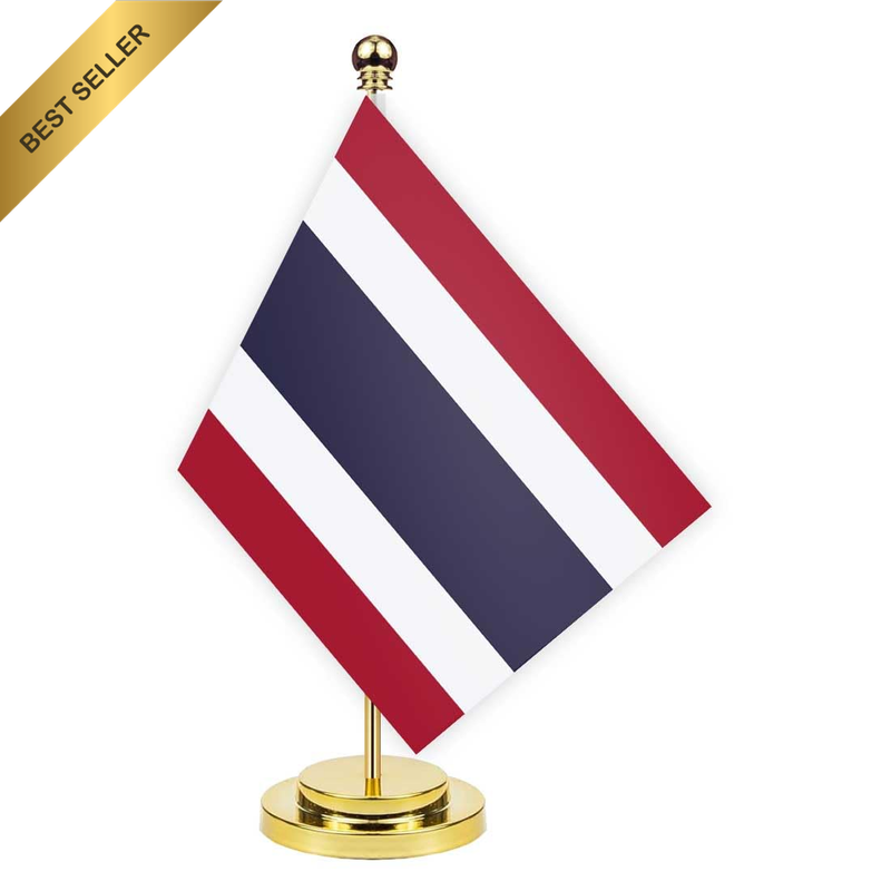 Thailand Desk Flag,12 Inch Tall Small Thai Indoor Banner,Tiny Printing Decor for