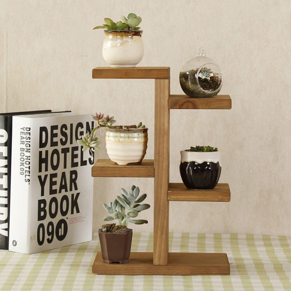 Wooden Display Organizer Shelf Rack Flower Pot Planters Holder Stand Succulent
