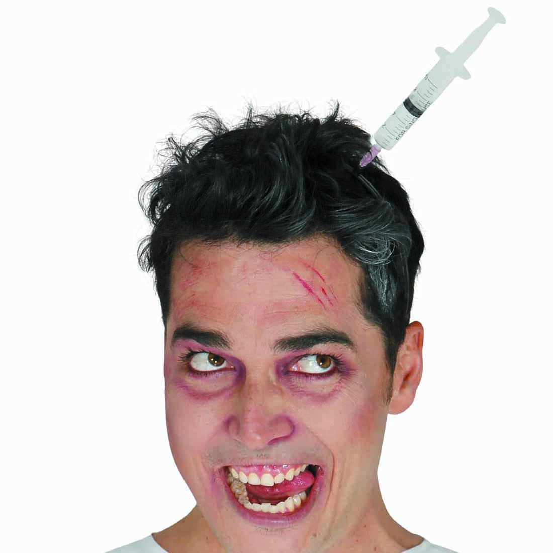 Halloween Haarreif Spritze im Kopf Zombie Kopfschmuck Horrorparty Halloween