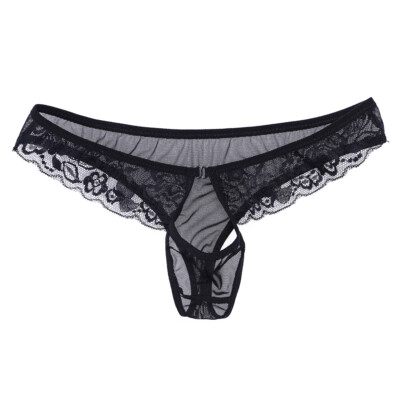 US Men Lace Open Front Thong Underwear Sissy Trim Panties Lingerie Under-panties