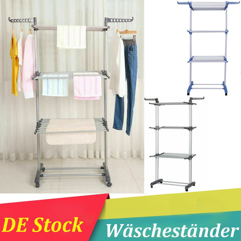 Wäscheständer Wäschetrockner Wäscheturm Kleiderständer Klappbar Ständer Rollen