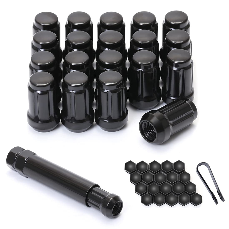 M12x1.25 Lug Nuts 12x1.25 Lug Nuts Black 6 Spline Lug Nuts Anti Theft 1.38" Long