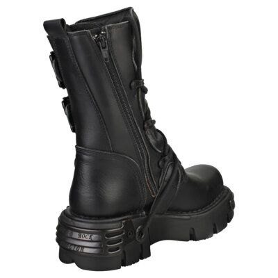 Pre-owned New Rock Rock Boot Metallic M-391-s18 Unisex Black Platform Boots - 8.5 Us In Gray