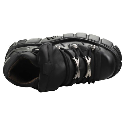 NEW ROCK ROCK M106N-S6 UNISEX BLACK PLATFORM SHOES - 6 UK
