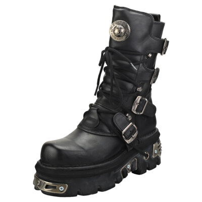 Pre-owned New Rock Rock Reactor Half Boots Unisex Black Platform Boots