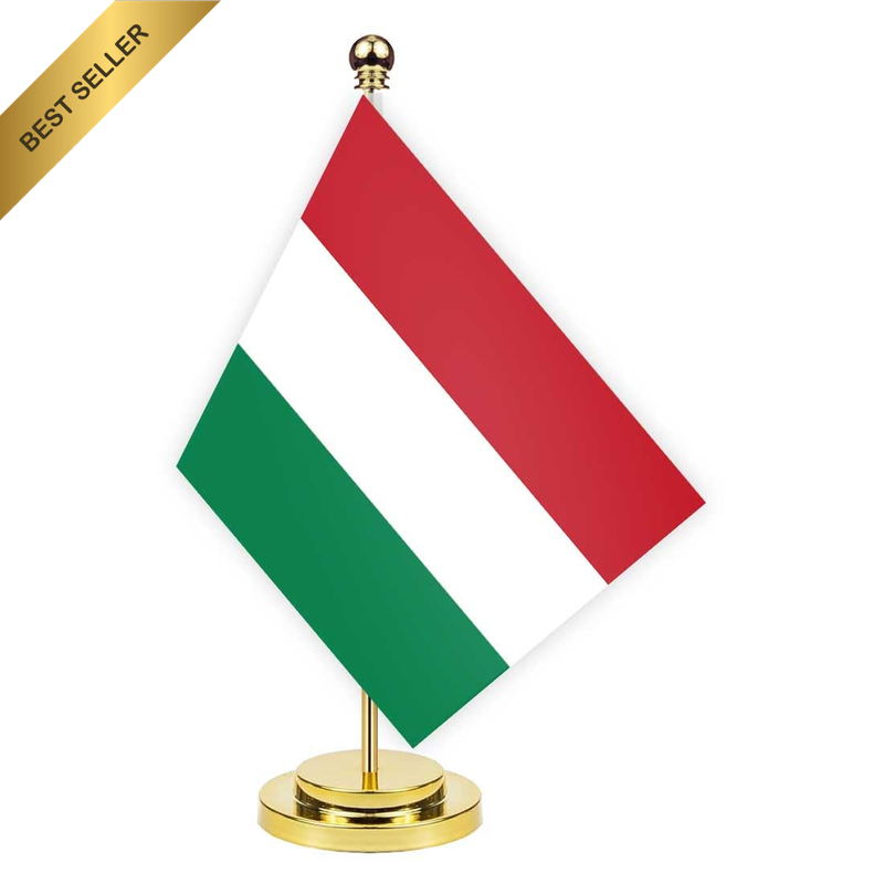 Hungary Desk Flag,12 Inch Tall Small Hungarians Indoor Banner,Tiny Printing Deco