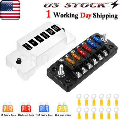 Universal Blade Fuse Block Car Boat Auto Power Distribution Holder Box Kit
