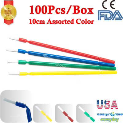 100Pcs Dental Micro Brush Tips Disposable Bendable Applicators Assorted Colors