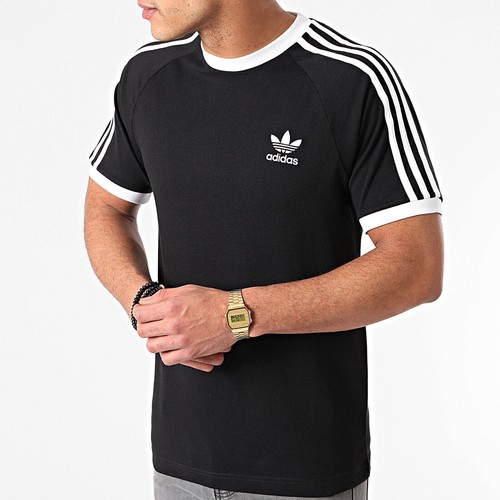 

Мужская классическая черная футболка с короткими рукавами Adidas Originals с 3 полосками # 495, Черный, Originals 3-Stripes