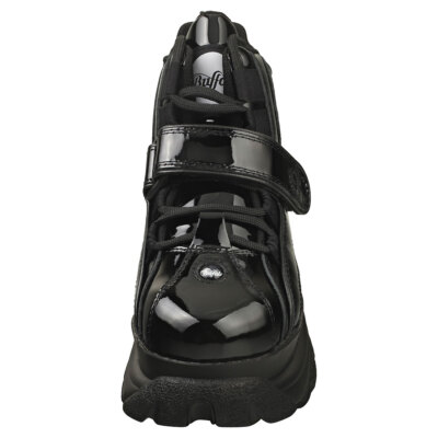 Pre-owned Buffalo Calf Leather Patent Womens Platform Boots In Black - 7.5 Us