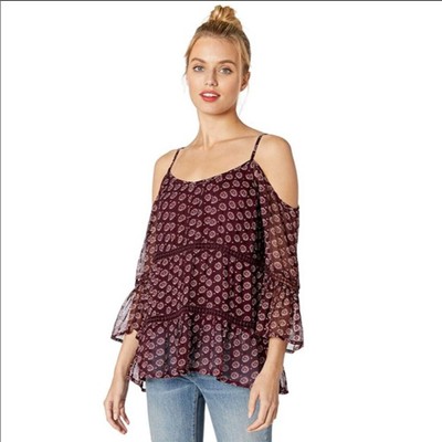 

Блузка с открытыми плечами Lucky Brand с принтом, красный/разноцветный, размер, Red/multi