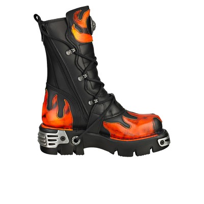 NEW ROCK ROCK METALLIC M-591-S16 UNISEX BLACK RED STIEFEL PLATTFORM - 45 EU