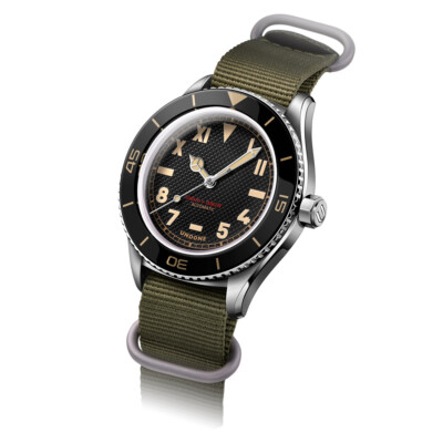 Pre-owned Undone Basecamp Cali Vintage Automatic Steel Black Fabric Green Men's Watch