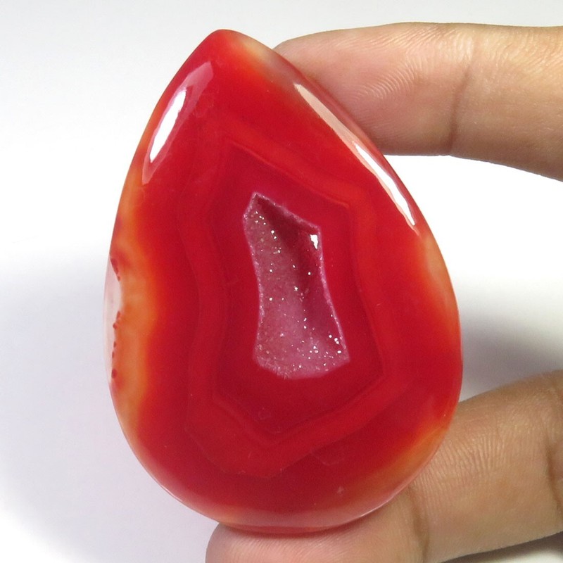 Naturel Onyx Agate Poire Gemmes 58x40mm GÃ©Ode Druse Cabochon 121cts Ond-1274