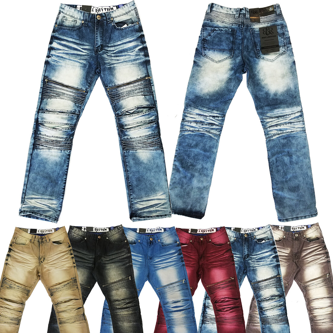 NWT MEN BEAT & RHYTHM PREMIUM DENIM JEAN DP840 MOTORCYCLE
