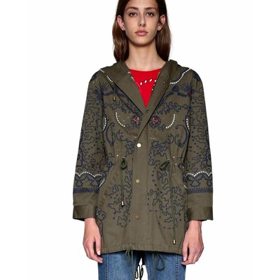 

Женская куртка-парка с вышивкой Desigual Mariette, зеленая, Зеленый, 18SWEW60
