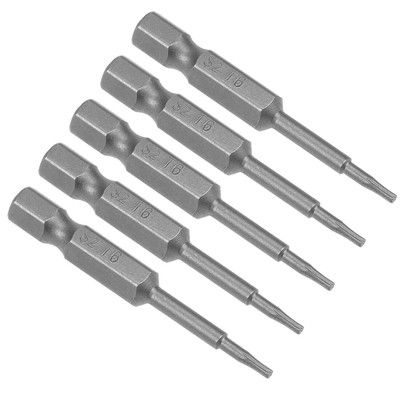 5pcs 50mm 1/4'' Hex Shank T6 Torx Head Screwdriver Bit S2 High Alloy Steel