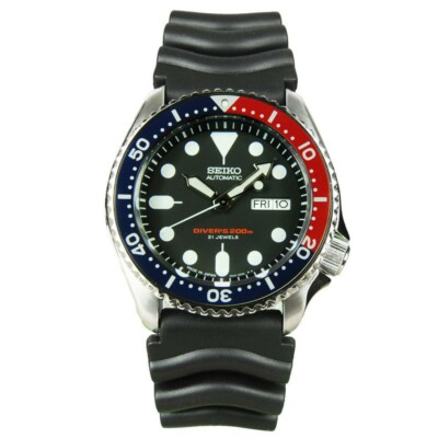 Pre-owned Seiko Diver's Black 200m Automatic Men's Watch Skx009j1