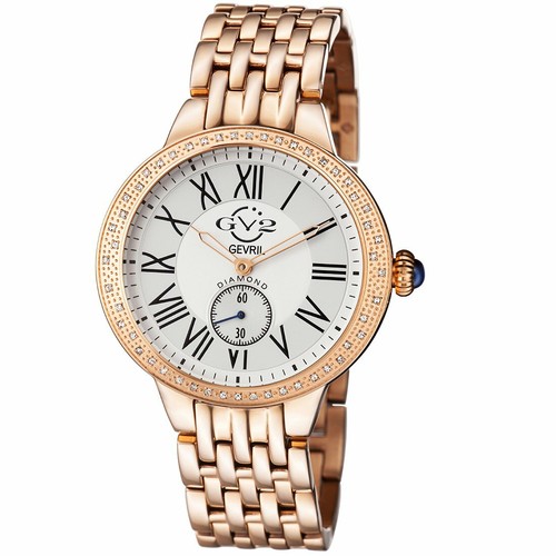 Pre-owned Gevril Gv2 By  Women's 9102 Astor Diamond Limited Edition Rose-gold Steel Watch