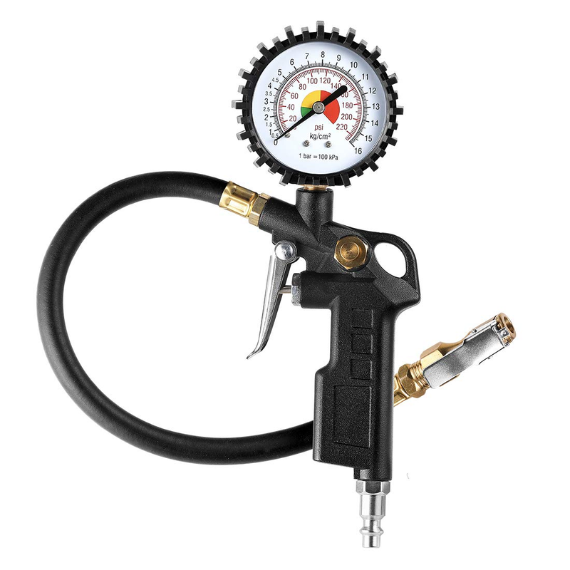 CZC AUTO Tire Inflator Deflator Air Pressure Gauge with Rubber Hose, 2-1/2