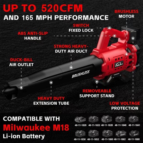 For Milwaukee 48-11-1820 18V M18 FUEL Cordless Brushless Blower 165 MPH 480 CFM
