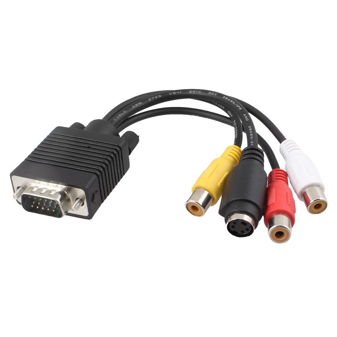 20CM EDT 8 Inch VGA Male to 3 RCA SVideo Female AV Video Cable Adapter