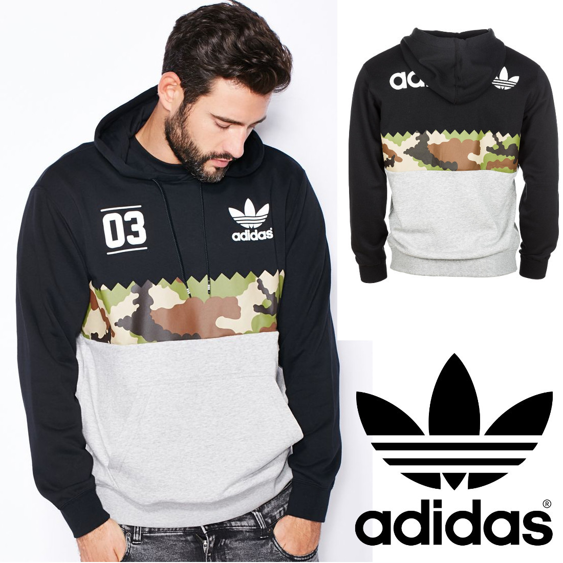 grey adidas hoodie black logo