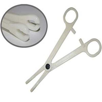5pcs High Strong Disposable Plastic Slotted Piercing Round Forceps Supplies Tool