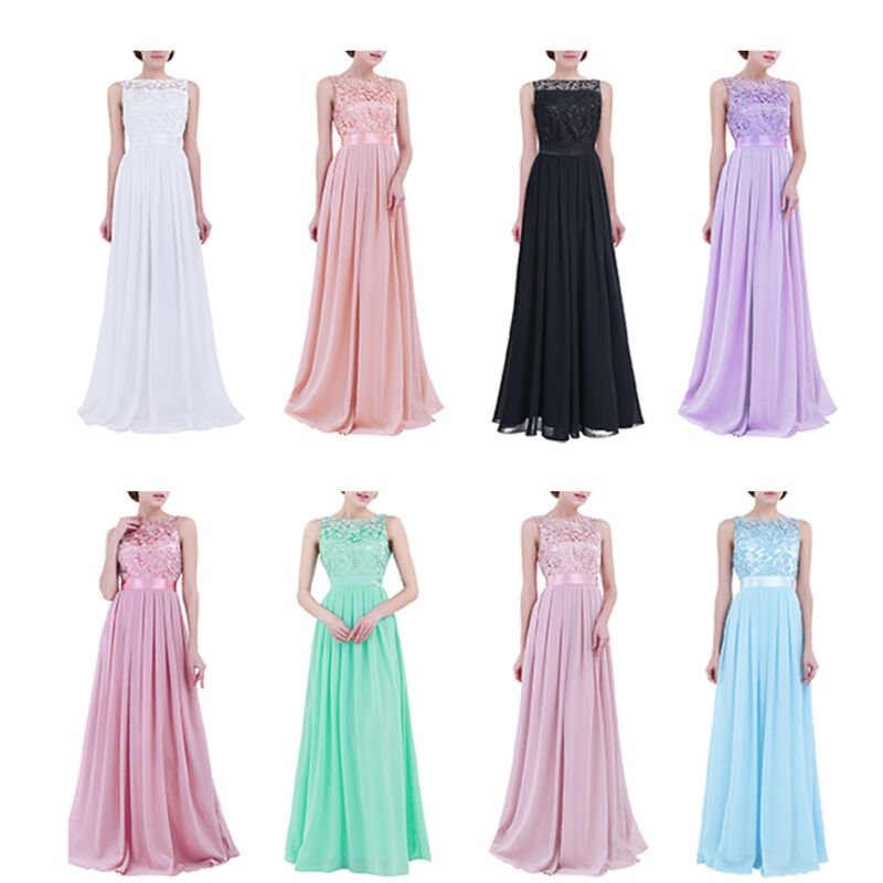 Ladies Festive Dress Chiffon Pleated Skirt Elegant Long Evening Dress Cocktail Dress Ebay