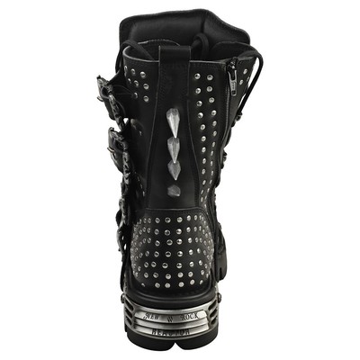 Pre-owned New Rock Rock Boot Metallic M-1535-s1 Unisex Platform Boots In Black Silver - 12 Us In Gray