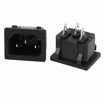 2 Stk AC 250 V, 10 A, IEC320-C14 3P Stecker am schwarzen Kunststoff Steckdose