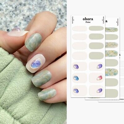 Nail Wraps Stickers Gel Polish High Quality Aurora Pebble Marble 3D Rhinestone