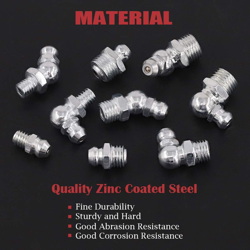 123Pcs Metric Hydraulic Zerk Grease Fittings Assortment Kit (Metric)