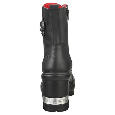 NEW ROCK ROCK M-NEOTYRE07-S1 UNISEX BLACK ANKLE BOOTS