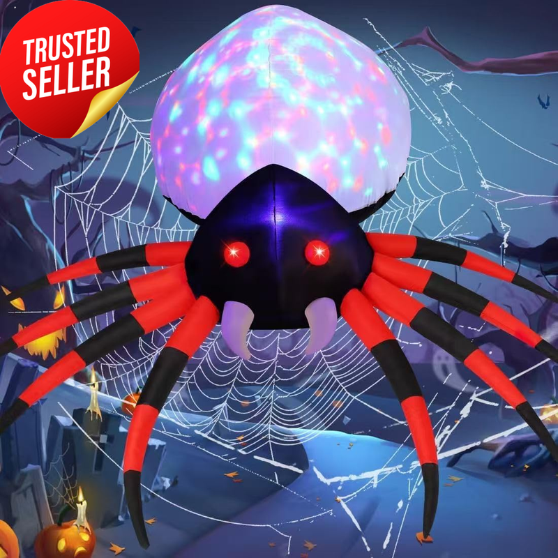 Halloween Inflatable Spider Decoration 244Cm 8FT LED Outdoor Yard Garden Party