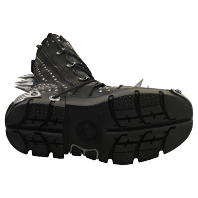 Pre-owned New Rock Rock Boot Metallic M-1535-s1 Unisex Platform Boots In Black Silver - 8.5 Us In Gray