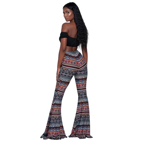 Damen Casual Hohe Taille Retro Bell Bottom Flare Wide Leg Damen Hose A Ebay