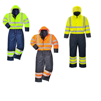 Portwest S485 Hi Vis Contrast Coverall Waterproof Thermal Lined