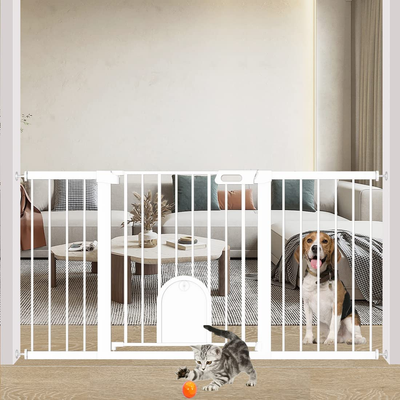 Walk through pet gate with cat door sales