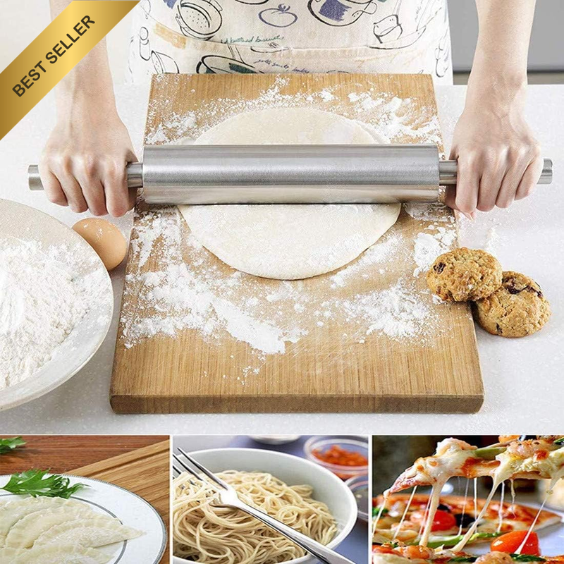 Stainless Steel Rolling Pin,Non Stick Pizza Dough Roller for Baking, Cookie, Cha