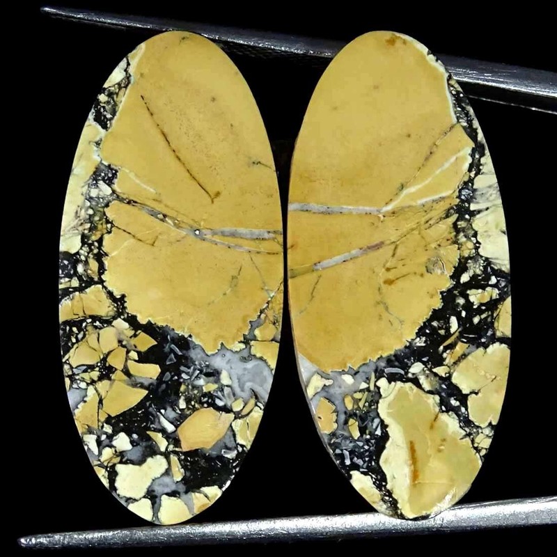 25.50 Carats Naturel Maligano Jasper DesserÃ© Gemme Ovale Cabochon Pair 13x29x3mm