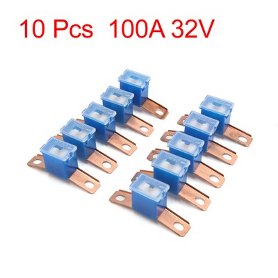 10Pcs 100A 32V Blue Plastic Cars Vehicle Push-in Type Male PAL Cartridge Fuses