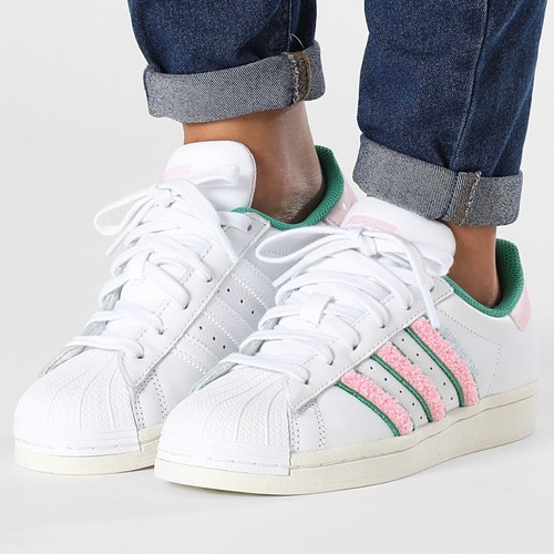 

Женские кроссовки Adidas Original Superstar Бело-розовые кроссовки #611, Белый, adidas Superstar