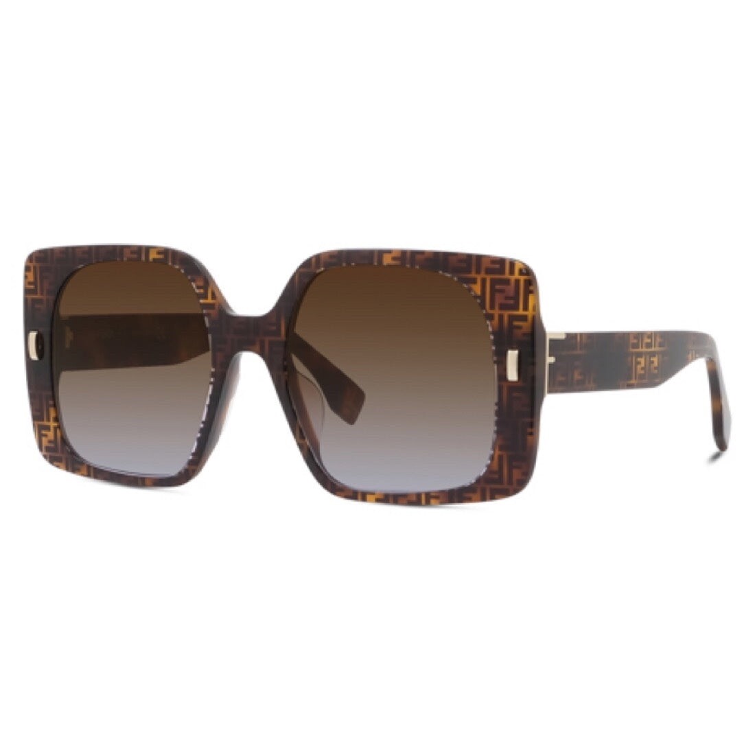 Pre-owned Fendi Square Sunglasses Fe40036u-5355f Havana Frame Brown Gradient Lenses Uv