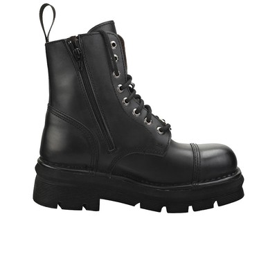 NEW ROCK ROCK MILITARY STYLISH BOOTS UNISEX BLACK CLASSIC BOOTS