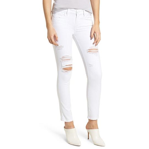 

Женские джинсы PAIGE Skyline Ankle Peg, ярко-белые, разрушенные,  года, Bright white destructed, 0899208-5783