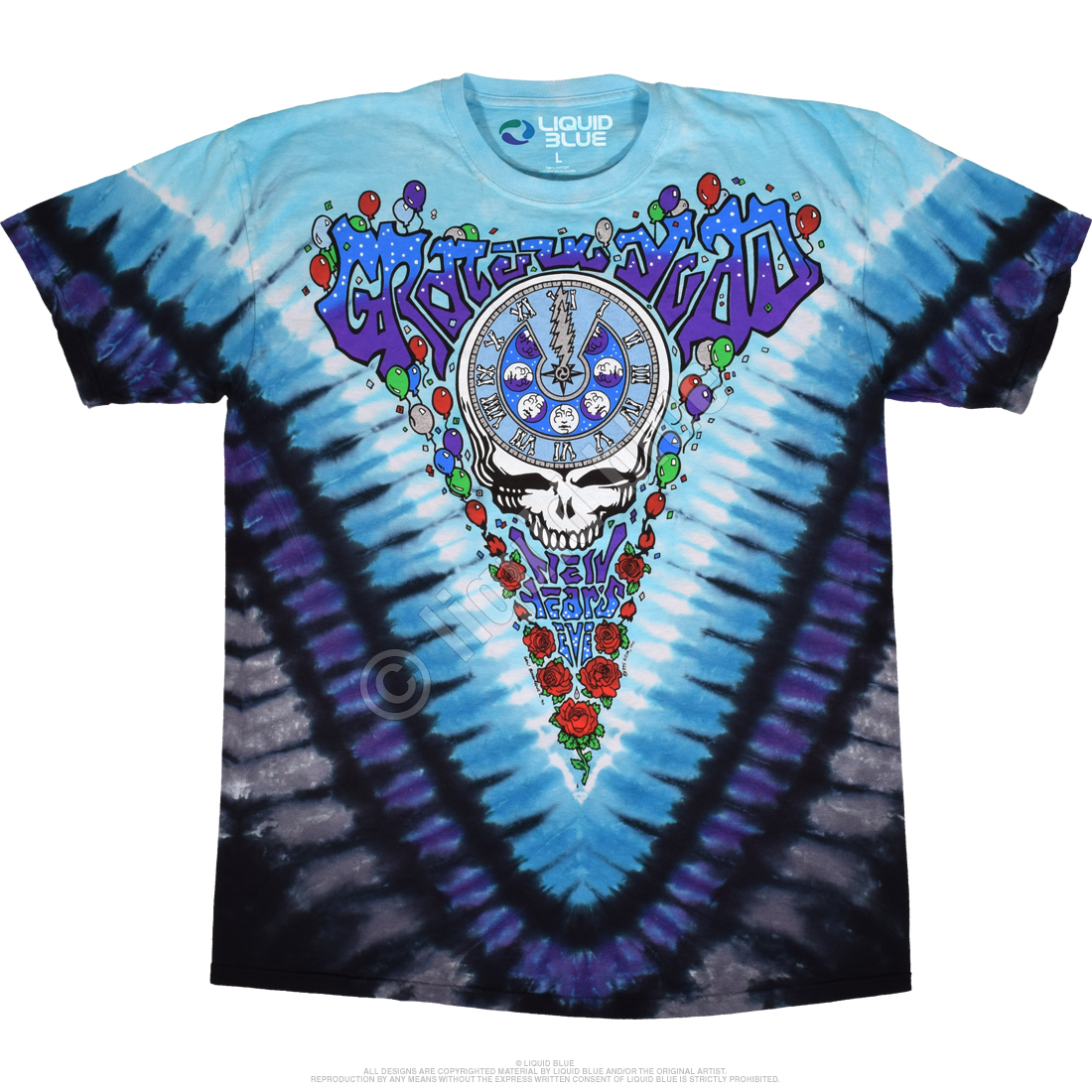 GRATEFUL DEAD-MIDNIGHT HOUR-NEW YEAR 90- TIE DYE T-SHIRT
