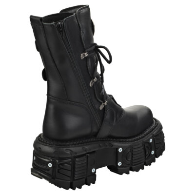 Pre-owned New Rock Rock Punk And Rock Unisex Black Platform Boots - 13 Us In Gray